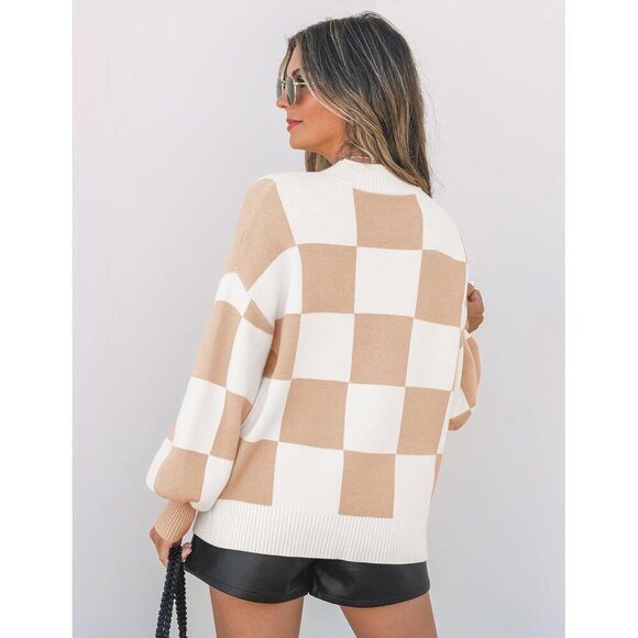 Women's Ribbed Knit Turtleneck Sweater Long Sleeve Striped Casual Pullover - Picture 3 of 8